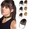 Clip on Bangs Real Human Hair Clip in Bangs Extensions Durk Brown Air Bangs Fringe with Temples Hairpieces for Women Curved Bangs for Daily Wear(Durk Brown Bangs)