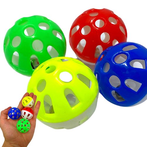 Bonka Bird Toys 35036 Pk4 Jingle Balls Foot Talon Parrot Cage Toys, Parrotlet, Budgie, Quaker, Cockatiel, Parakeet, Cat, Kitten, and Similar