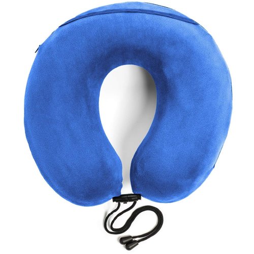 TRAVELREST - Therapeutic Memory Foam Travel & Neck Pillow - Washable Micro-Fiber Cover - Attaches to Luggage - Contours Perfectly to Your Neck and Head (2-Year Warranty) (Blue)