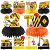 Kircirx 10Pcs Construction 2nd Birthday Party Decorations Honeycomb Centerpieces for Boys,Dump Truck Construction Theme 2 Year Old Table Centerpieces Party Supplies,Excavator 2nd Birthday Table Decor