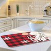 Christmas Red Plaid Snow Snowflake Dish Drying Mat 16x18 inch Red Black Lattice Texture Dish Drainer Kitchen Counter Mats Bottles Dish Dry Pad Protector for Kitchen Countertops