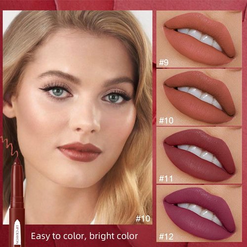 CAKAILA 4Pcs Red Nude Dark Brown Retractable Matte Lip Liner Set,Women Matte Lip Crayon Lip Liner Pencil Lipstick Kit,Long Lasting Smudge Proof Waterproof 24 Hour Lipstick and Lip Liners Combo Pencil
