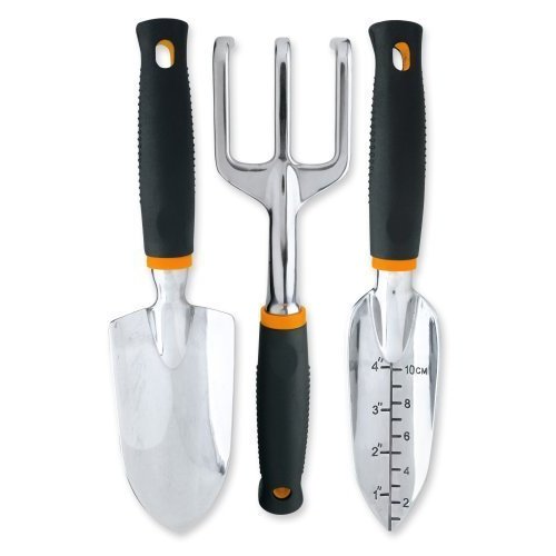 Fiskars 3-in-1 Garden Tool Set, Includes Trowel, Transplanter, and Cultivator for Outdoor Gardening, Ergonomic Yard Tool Kit