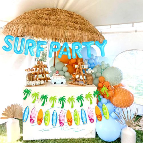 JeVenis Surf Party Decoration Surf Up Party Supplies Backdrop The Big One Surf Birthday Baby On Board Backdrop for Summer Beach Baby Shower Birthday Party