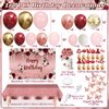 167Pcs Happy Birthday Decorations for Women Girls Burgundy Balloon Arch Kit with Maroon Rose Gold Balloons Backdrop Tablecloth Cupcake Toppers Butterfly Sticker Floral Burgundy Birthday Party Supplies