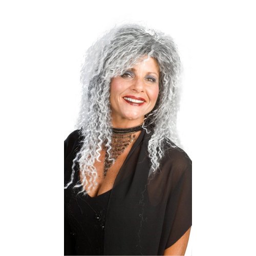 Grandma Addams color Mixed Grey - Enigma Wigs Family Witch Kinky Old Lady Bundle w/Cap, MaxWigs Costume Wig Care Guide