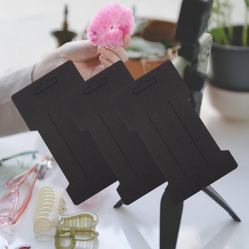 Hair Clip Bow Display Cards - 100 Pieces Rectangular Hair Bow Holder Cards Barrettes Jewelry Display Holder Brown Paper Cards for Hair Accessories Display Organizing(Black)