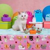 3 PCS Cat Tablecloth for Birthday Party Cat Themed Table Cover Decorations Cat Birthday Party Supplies Pink Tablecloth Kitten Decorations for Kids and Pet Birthday 54 x 108 Inch