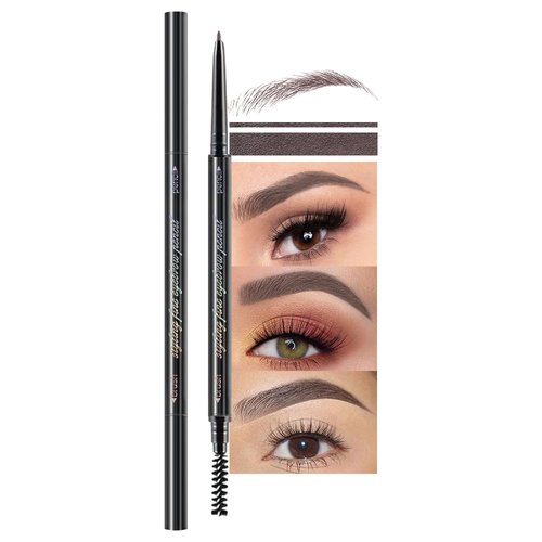 Waterproof Dual-Sided Fine Tip Brow Pencils Pack,Ultra-Fine Mechanical Pencil,Draws Tiny Brow Hairs, Defines, Fills Brows, Shapes, Contours, Combs, (Pack of 1)-Milk Tea