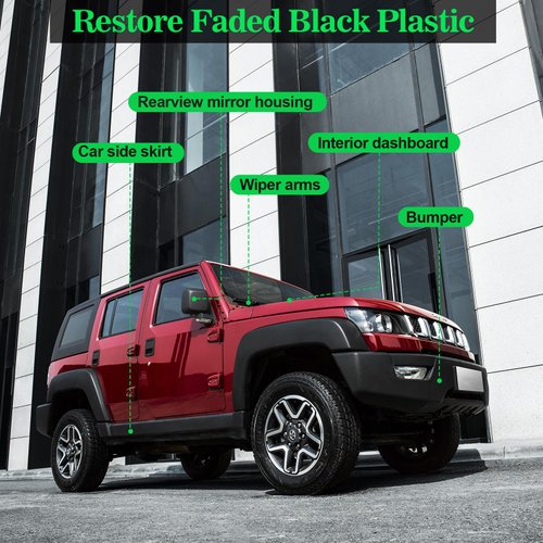 NADAMOO Plastic Restorer, Highly Concentrated Ceramic Coating for Cars, Back to Black Automotive Exterior and Interior Trim Scratch Remover Kit, Restore Faded Plastic, Vinyl & Rubber, 30ml