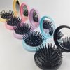 GXXMEI 9PCS Folding Travel Mirror Hair Brushes Round Mirror Pocket Hair Brush Portable Mini Colourful Pop Up Hair Brushes Wet and Dry Hair for Women Girls Kids Hair Brush