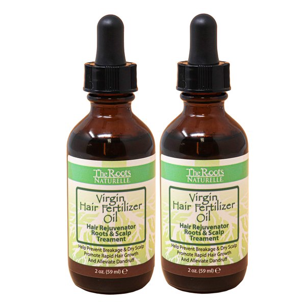 Virgin Hair Fertilizer Oil (2 Pack) - Roots and Scalp Treatment for Thinning or Breaking Hair | Enriched with Jamaican Black Castor Oil