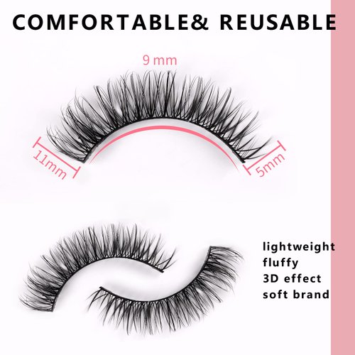 Teenitor Mink Lashes False False Eyelashes Natural Look Fake Lashes, Wispy Mink Lashes Faux Fluffy Eyelashes Mink Eyelashes Pack with Brush, Applicator