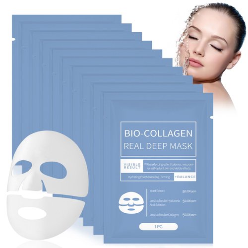 Sungboon Collagen Mask, Biodance Collagen Face Mask, Bio Collagen Face Mask Overnight, Deep Collagen Anti Wrinkle Lifting Mask, Collagen Mask for Face, For Lifting, Firming, And Moisturizing (10PC)
