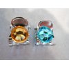 Generic Tiny mini silver metal hair claw clips with rhinestones (Set of two) (Primary color: Green)