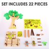 Wooden Tree House Playset for Kids, 22 PCS Creative Building Block Set Construction Toys with 2 Figures, Rope Ladder, Swing and Disassembly Tools for Toddlers Kids Boys Girls
