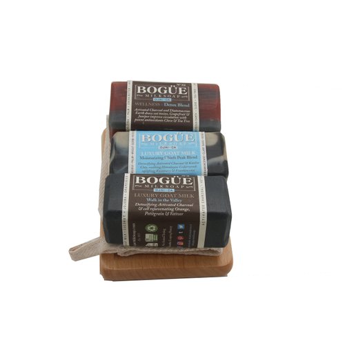 Goat Milk Soap Activated Charcoal 3 bar Giftset- WELLNESS No32 Detox & antioxidant, No.21 Moisturizing Chiefs Peak Blend, No.4 "Walk in the Valley" Rejuvenating