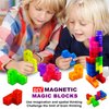OUXIA Magnetic Building Blocks Magic Magnetic 3D Puzzle Cubes, Set of 7 Multi Shapes Magnetic Blocks with 54 Guide Cards,Parent-Child Interactive Children's Educational Toys (14color)