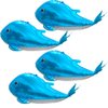 Cute 4D Whale Balloons Under The Sea Decorations Ocean Balloons, 4 Pack Gaint 37'' Whale Shape Mylar Foil Balloons Sea Animal Balloons Fish Balloons Beach Party Supplies, Blue