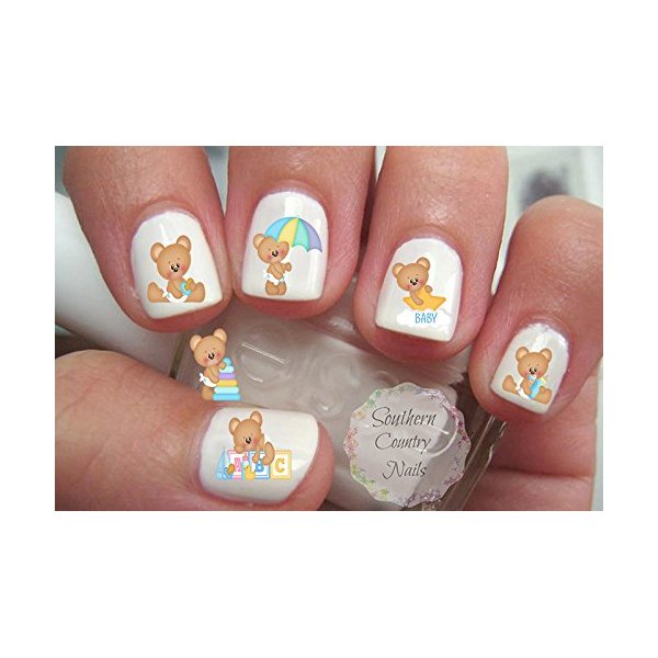 Boy Baby Shower Bears Boy Nail Art Decals