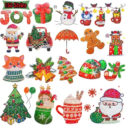Leesgel 150 Styles Patterns Glitter Christmas Temporary Tattoos, Holiday stickers for Merry Christmas Party Favors Supplies, Stocking Stuffers Christmas Treats for Kids Toddlers-12 Sheets