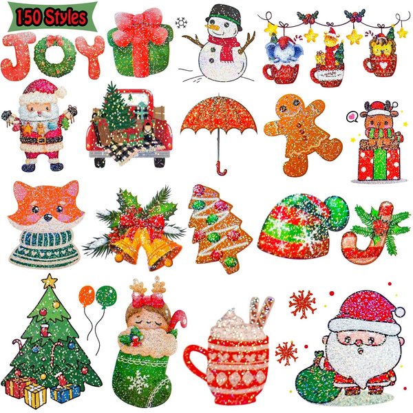 Leesgel 150 Styles Patterns Glitter Christmas Temporary Tattoos, Holiday stickers for Merry Christmas Party Favors Supplies, Stocking Stuffers Christmas Treats for Kids Toddlers-12 Sheets