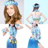 Hawaiian Leis Luau Tropical Headband Flower Crown Wreath Headpiece Wristbands Women Cute Floral Necklace Bracelets Hair Bands for Summer Beach Vacation Pool Party Decorations Favors Supplies Blue