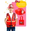 Flotory 9 Pcs Kids Fireman Costumes Include 3 Firefighter Vests 3 Fireman Helmets 3 Firefighter Tote Bag Firefighter Dress Up Set for Boys Girls Birthday Halloween Pretend