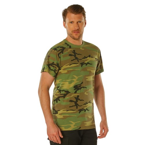 Rothco Vintage Camo T-Shirt | Vintage Military T-Shirt | Camouflage T-Shirt, Woodland Camo - M