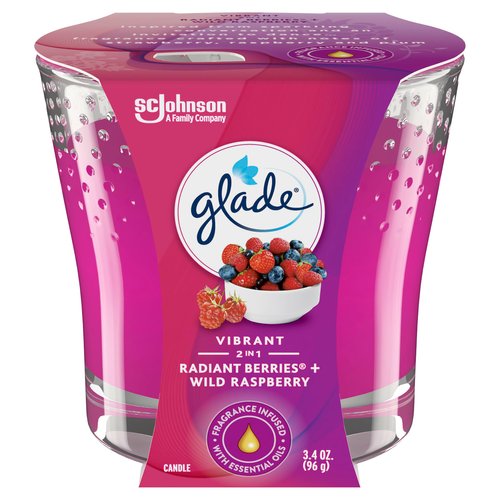 Glade 2-in-1 Candle Air Freshener, Radiant Berries and Wild Raspberries, 3.4 Ounce