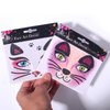 Cute Cat Face Stickers Animal Face Gems Stickers Purple Pink Glitter Cat Temporary Face Sticker White Diamond Face Art Stickers Design Party Face/Eye/Body Art Accessories for Adults Children (04)