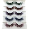 HBZGTLAD 25mm mix Colored 3D Mink Lashes Russian D Curl Lash Strips,Faux Mink Lashes 5 Pairs Pack (B-5pairs)