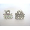 Generic Small mini silver square shaped metal hair claw clip with crystals (Primary color: AB), 1 Count (Pack of 1)