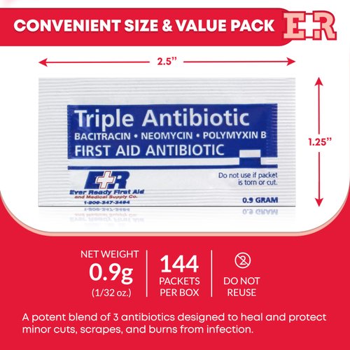 Ever Ready First Aid Triple Antibiotic Ointment .9gr Packets - 144 Count