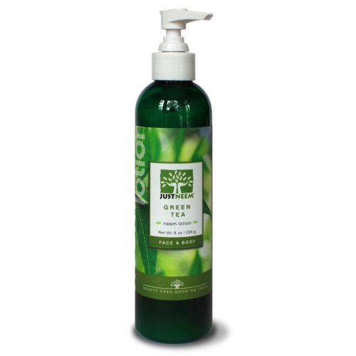 JustNeem Lotion, Green Tea, Instant and Lasting Relief for Severely Dry, Cracked, Itchy or Irritated Skin. For Eczema, Psoriasis, Rosacea, and More. Face and Body - 8 oz