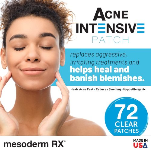 Mesoderm RX Acne Patch - Hydrocolloid Acne Pimple Patch for Zits and Blemishes, Spot Treatment Stickers for Face and Skin, Vegan and Cruelty Free (72 Count)