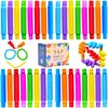 32Pack Pop Tubes, Fidget Tubes for Children and Adult Sensory Fidget Toy Set for Stress and Anxiety Relief Educational Learning Toys for Kids