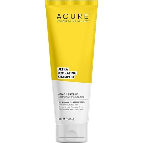 Acure Ultra Hydrating Shampoo 100% Vegan, Ultra Hydrating Moisture & Omega Fatty Acids, , Yellow Argan Oil & Pumpkin, 8 Fl Oz