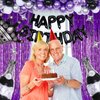 Nigifter Purple and Black Birthday Decorations for Men Women Boys Girls 117pcs Happy Birthday Purple Birthday Party Decorations for Him Her Birthday Party Supplies with Champagne Beer Decorations