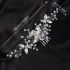 Teyglen Leaf Bride Wedding Hair Comb Silver Leaf Crystal Hair Side Comb Vintage Leaf Rhinestone Headpieces Bridal Pearl Crystal Hair Pieces Wedding Hair Accessories for Women Bride Girls