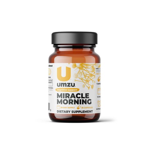 UMZU Miracle Morning Energy Supplement with Caffeine & Energy Enhancers | 150mg of Caffeine Supports All Day Focus, Productivity & Mood (30 Day Supply | 30 Capsules)