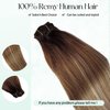 Valiilo Hair Extensions Clip ins Real Human Hair Clip in Hair Extensions Light Brown to Medium Blonde Balayage Remy Human Hair Clip in Extensions for Women 14 Inch 7Pcs/70g