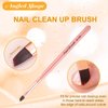 INENK Pink Nail Art Clean Up Brushes for Cleaning Polish Mistakes on the Cuticles, Acetone Resistant Nail Brush, Fingernail Cleaning Brushes for Nail Art and Designs (Round&flat&Bevel)