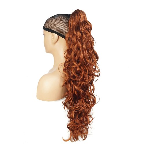Lydell 30" Long Curly Styled Clip In Claw Ponytail Hair Extension Synthetic Hairpiece 280g with a jaw/claw clip (130A Fox Red)