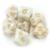7 Die Polyhedral Dice Set - Forbidden Treasure (White Pearl) with Velvet Pouch by Wiz Dice