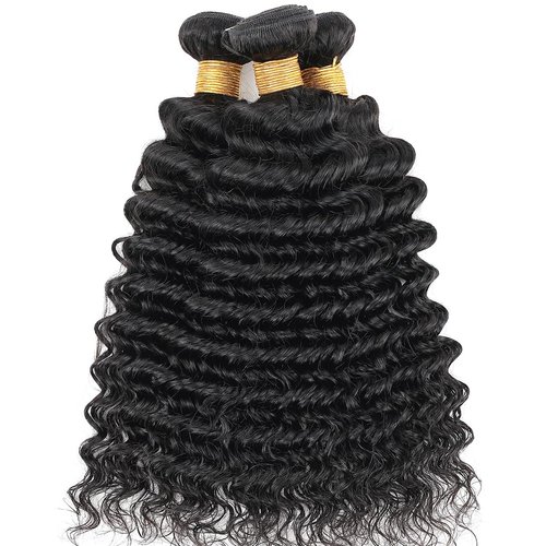 Lizourey Brazilian Virgin Human Hair Deep Wave Hair One Bundle 20inch 100% Unprocessed Virgin Human Hair Extension Deep Wave Bundle Weave Natural Color (100+/-5g)/bundle