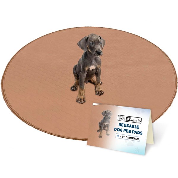 EZwhelp Reusable Dog Pee Pad, Washable Waterproof Mat for Dog Potty Training or Whelping Pad, Round, 48 Inch