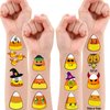 100 PCS Halloween Corn Temporary Tattoos Themed Birthday Party Decorations Favors Supplies Decor Cute Pumkin Candyland Fall Tattoo Stickers Gifts For Game Boys Girls Classroom School Prizes Reward