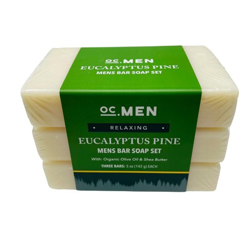 OC MEN Soap Bar 3 Pack Soap Set Natural Men's Soap, Made in the USA (Eucalyptus Pine)