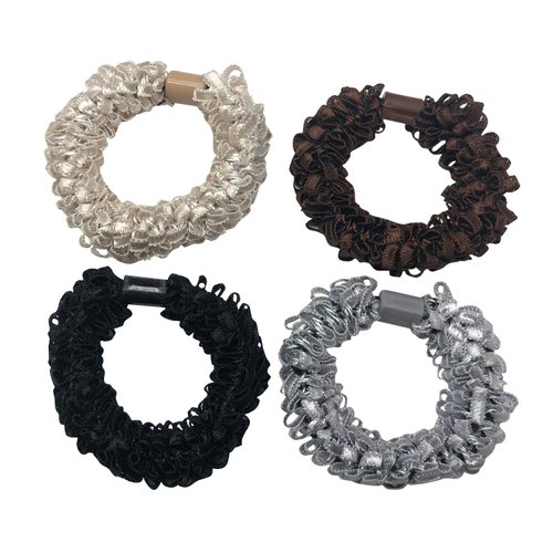 8 Pcs Popcorn Lace Hair Ties Slap Bracelet Cloth Ponytail Holder Elastic Hair Bands Wrist Fabric Scrunchy Hair Ties for Show/Sleepover Party